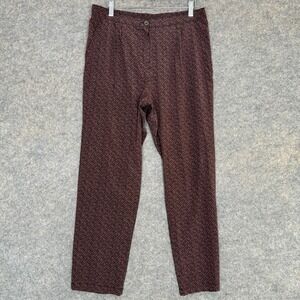 Attic and Barn Lightweight Silk Pants Womens 8 (46) W31 Geometric Red Made Italy